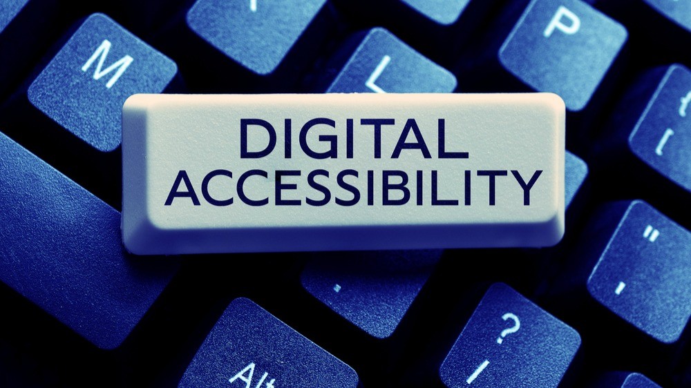 Keyboard with key labeled "digital accessibility"